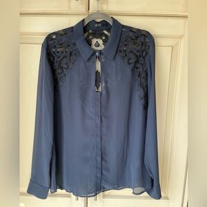 Gorgeous Guess lace detail blouse. Unique design.